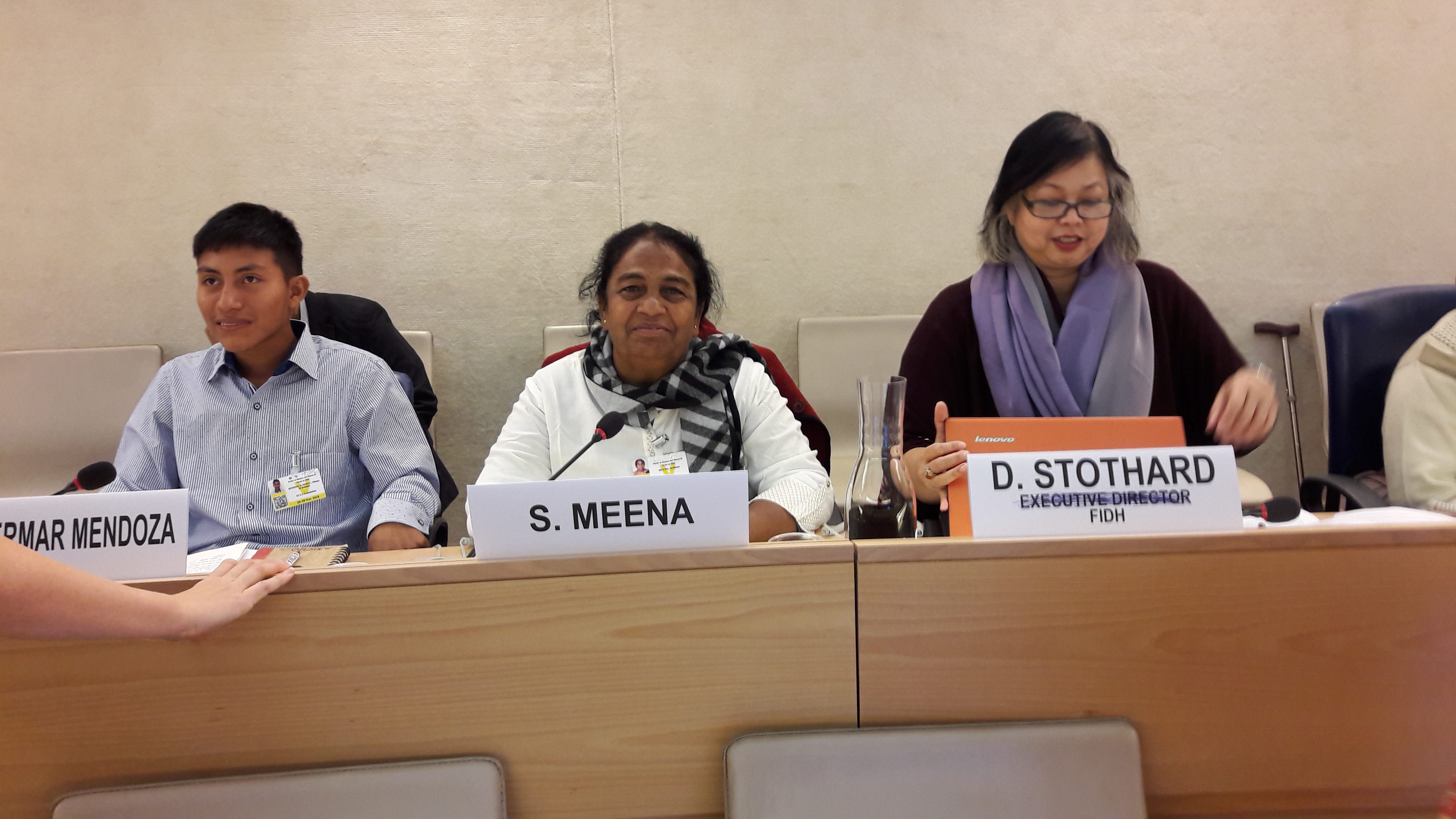 Mrs Sadhana Meena, woman community leader at opening session of Forum for Business and Human Right, November 2019 Geneva