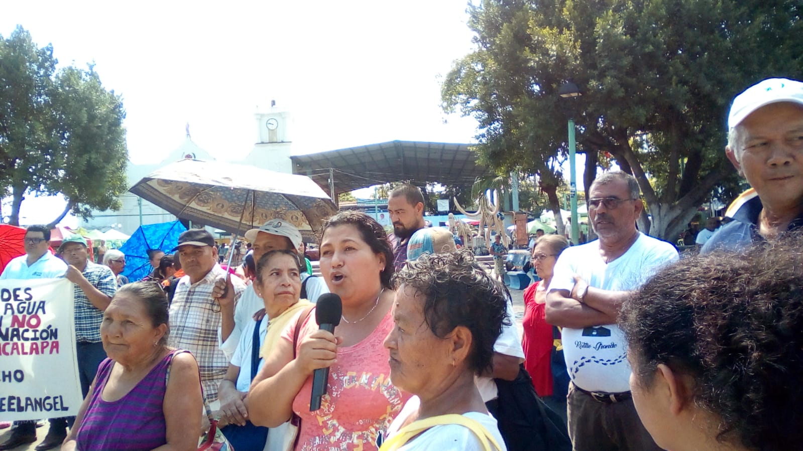 Mujeres Ambientalistas participates in a protest to protect water from industry in Valle el Angel